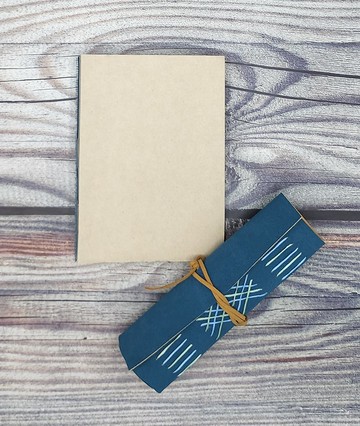 可 રિફિલ 手帳本，民族風編織邊緣 - 復古鴨綠色