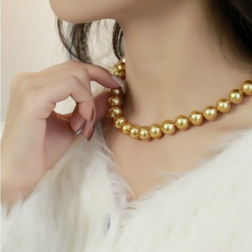 濃金項鏈系列 南洋金珠 鏡面光澤 項鏈 天然濃金 海水珍珠 串鏈 氣質優雅 高端珍珠飾品推薦