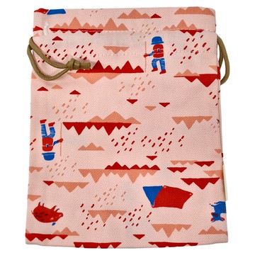 in Blooom 印花樂 束口小物袋 棉質  19 x 15cm  花卉藍紅