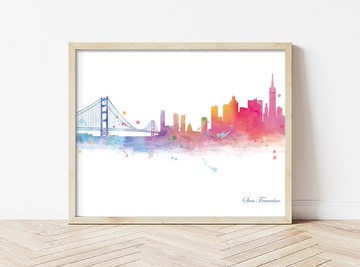 舊金山/城市海報/城市居家掛畫/客廳背景牆/藝廊牆/咖啡廳畫