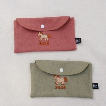 可愛小馬刺繡紅包袋 可客製化刺繡名字