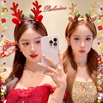 新品7155🎅🏻🎄【❤︎可愛鹿角髮箍❤︎🎅🏻🛷】拍照髮箍不痛麋鹿髮箍聖誕髮箍聖誕髮箍裝飾髮箍造型可愛髮箍韓國聖誕髮箍大人