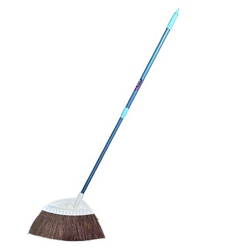 Easy Cleaning Solution 潔田屋 室內斜式戶外掃把 拿緹花掃伸縮柄 HG322YLN  1個  咖啡白