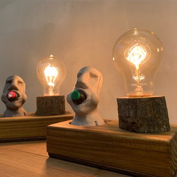 曙MUSE｜摩艾開關木紋桌燈  USB燈 手作 LED燈 禮物 氣氛燈 小夜燈 居家擺飾 擴香石