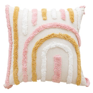 KOTI 日安生活 韓系粉紅簇絨抱枕  45 x 45cm  彩虹