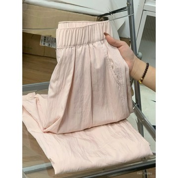 P3-【限時特賣】長褲女 女生褲子 寬褲 運動褲 冰絲長褲 高腰褲 顯瘦長褲冰絲山本褲女夏季奶芙褲高腰慵懶肌理感闊腿褲空