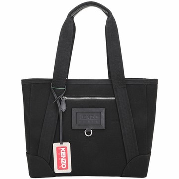 KENZO RUE VIVIENNE 大款 字母金屬鏡手提/肩背帆布托特包(黑色)