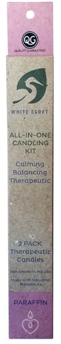 White Egret All In One Candling Kit Paraffin Therapeutic Candles 2 Candles