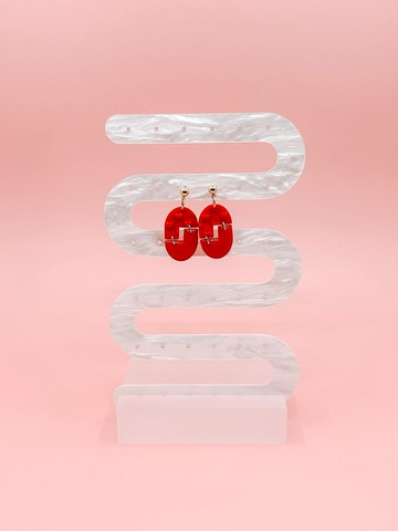 • 手工軟陶耳環 • 迷你愛心拼接拱形 (可換耳夾)