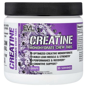 EVLution Nutrition, 一水肌酸咀嚼片，葡萄味，90 片
