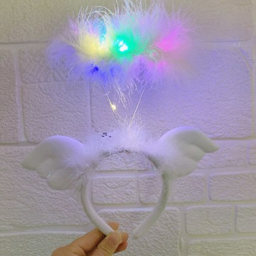 發箍女可愛天使羽毛發光頭箍頭飾兒童生日發卡夏季年新款網紅