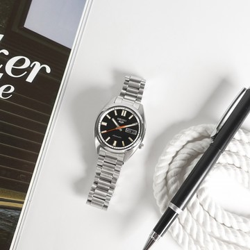 SEIKO 精工 / SRPK89K1 / 5 Sports 機械錶 懷舊復古 防水100米 星期日期 不鏽鋼手錶-黑色 / 37mm