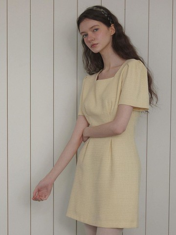 SAIPO Tweed Pin-tuck Dress