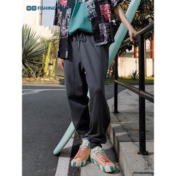 FISHING MEN男士春秋潮流寬松運動休閑褲直筒束腳衛褲男潮牌長褲