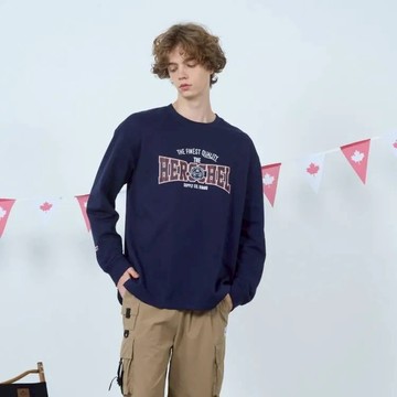 【Herschel】官方直營 中性文字LOGO衛衣-白/深藍 H5551003