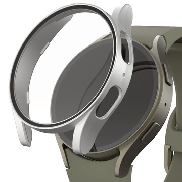 Sinjimoru 9H全覆蓋封閉式SF塗層智慧手錶保護殼  1個  Galaxy Watch 7 44mm  銀色