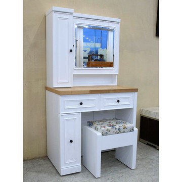 【歐風別館】康庭新古典白色+柚木集成化妝台【基隆至台中免運費】