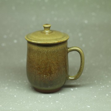 雙掛鐵釉 蓋杯 A 手作陶器