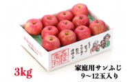 家庭用りんご サンふじ 3kg (9～12玉入り 3kg 1箱) ～見た目にわけあり 味はそのまま～｜青森 津軽 つがる リンゴ 訳あり 果物 旬 [0341]