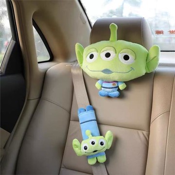 可愛卡通三眼仔汽車頭枕車載護頸枕座椅腰靠抱枕靠墊車用通用枕頭