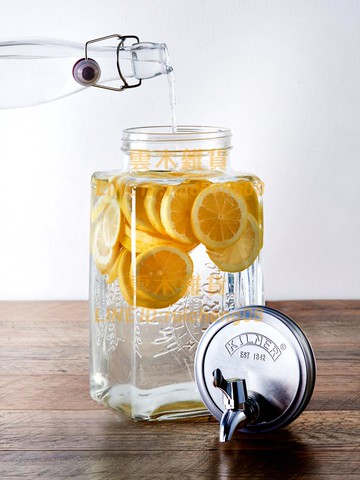 玻璃冷水壺帶龍頭橫放冰箱大容量茶壺家用檸檬水涼水桶【雲木雜貨】