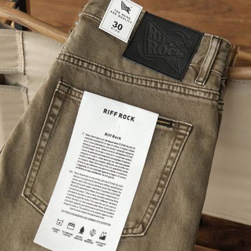 vintage 泥染小直筒牛仔褲男卡其色阿美咔嘰美式復古純棉休閑長褲