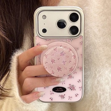 鎏金粉碎花 適用蘋果17promax手機殼 磁吸支架 iphone16 15 14 13 韓系少女全包硬ins防摔保護套