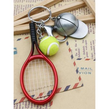 創意迷你小網球鑰匙扣掛件（網球+網球拍） 球迷賽事紀念品禮品