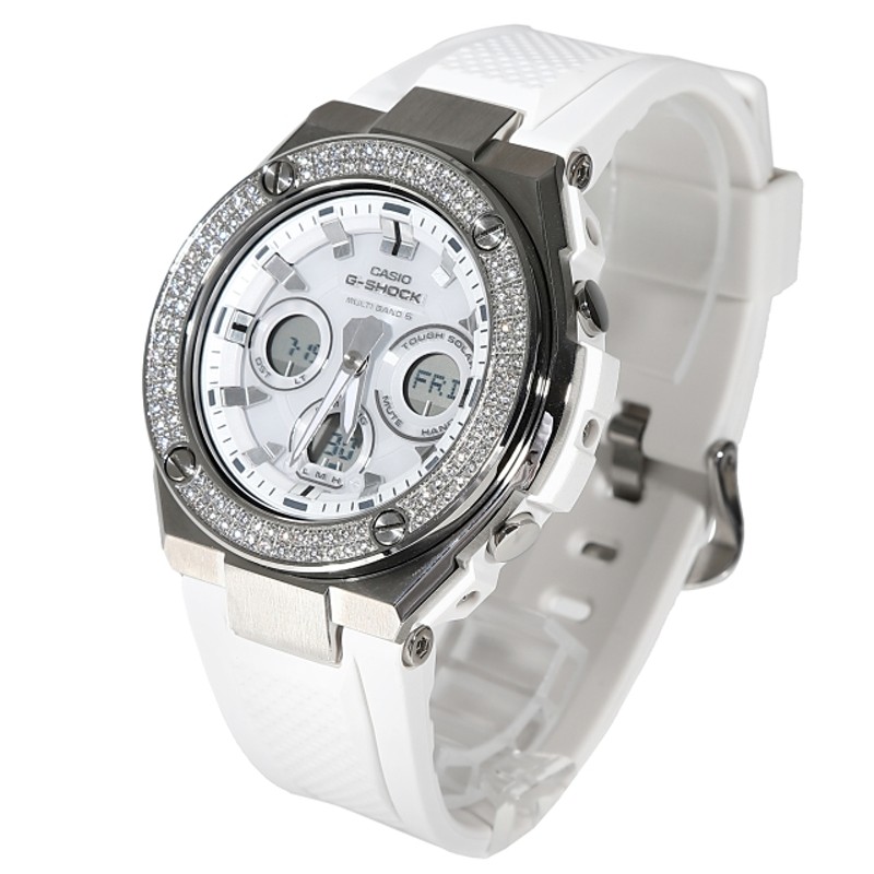 G-SHOCK GST w310 ホワイト 2連CZダイヤ（キュービックジルコニア）G