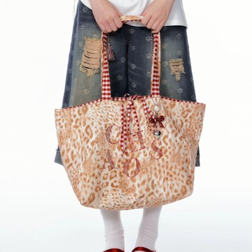 Bag House👜 2025休閒大容量包包新款豹紋格紋拚接單肩通懃時尚百搭託特 託特包