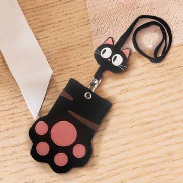 Kine貓萌貓爪卡通拼布學生卡套可愛貓咪掛脖證件套公交卡包兒童女