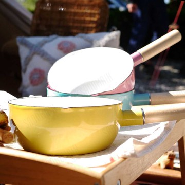 【仙德曼SADOMAIN】琺瑯單柄雪平鍋18cm SV318(藍/白/黃/粉)