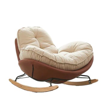 北歐風懶人沙發單人搖椅陽臺客廳臥室休閑可躺可睡豪華蛋殼企鵝椅[010209DD]