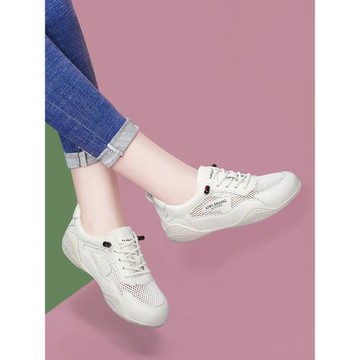 真皮薄款小白鞋女2025新款春夏季舒適軟底透氣跑步鞋平底防滑板鞋