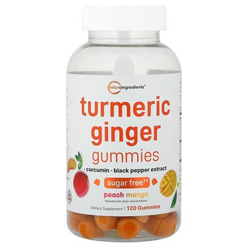 Micro Ingredients, Turmeric Ginger Gummies, Peach Mango, 120 Gummies