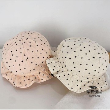 漁夫帽雙層波點嬰兒童滿遮陽帽男女童純棉胎帽【聚物優品】