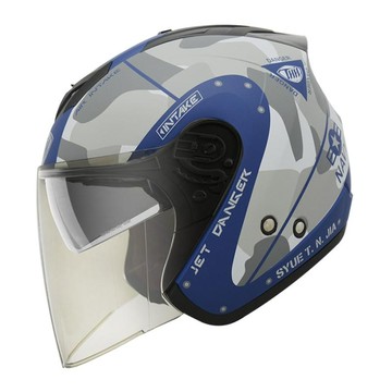 THH 安全帽 T386N 海軍 平光藍灰 內墨鏡 金屬排齒扣 抗UV400 耳機曹 半罩