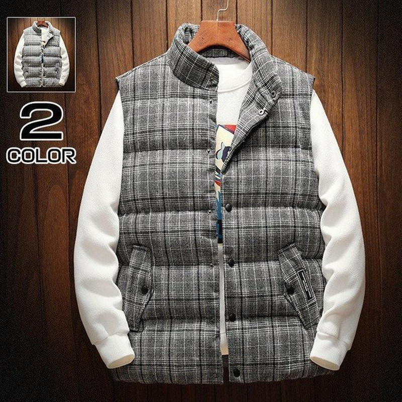 ダウンベスト メンズ 中綿ベスト チェック柄 キルティング ベスト デザイン 暖かい 秋 新作 通販 Lineポイント最大0 5 Get Lineショッピング