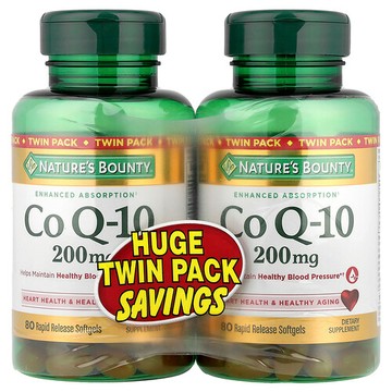 Nature's Bounty, 輔酶 Q-10，雙瓶包裝，200 毫克，2 瓶，每瓶 80 粒速釋軟凝膠