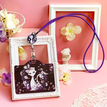 掛繩卡套 | 橫式 | 識別證套 | 學生證 - 紫羅蘭百合花小女王