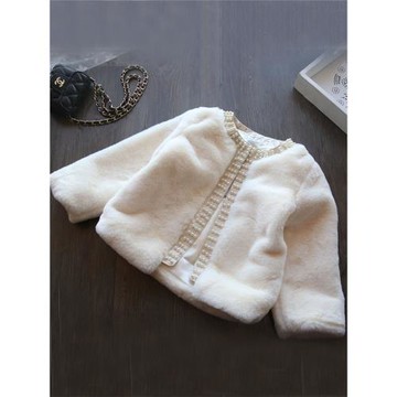 優選女童毛毛衣外套棉服小香風夾棉仿皮草兔毛絨女寶寶秋冬裝短款