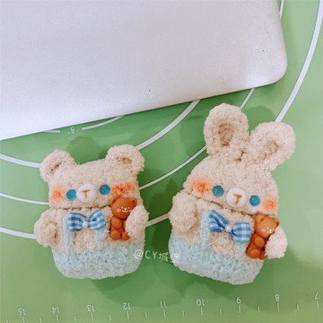 新款Airpods3耳機殼適用蘋果pro保護套2代毛絨軟硅膠熊藍牙情侶女