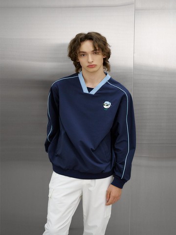 Go XO Swag Bowl Double Line Woven Sweatshirt Navy