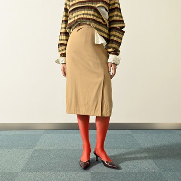 【NaSuBi Vintage】開衩設計毛料高腰古著裙