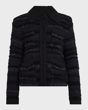 Bold Structure Shimmer Knit Cardigan