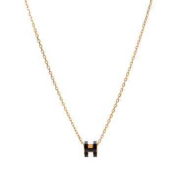 Hermes Pop H Mini項鍊(黑/玫瑰金) (H147992FO03)
