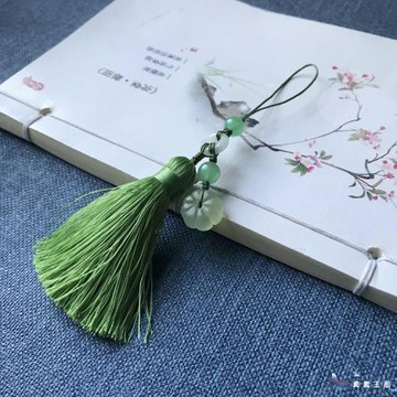 原創手工天然玉飾古風旗袍壓襟掛件流蘇手機鏈包掛鑰匙扣禮品
