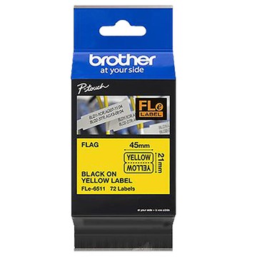兄弟牌brother定型旗幟標籤帶/FLe-6511/45*21mm/黃底黑字