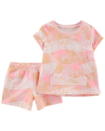 Kid 2-Piece Tie-Dye Cotton Tee & Short Set