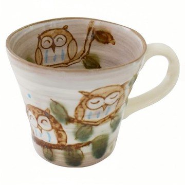 手繪貓頭鷹馬克杯 日本製  1個  手繪貓頭鷹 多色